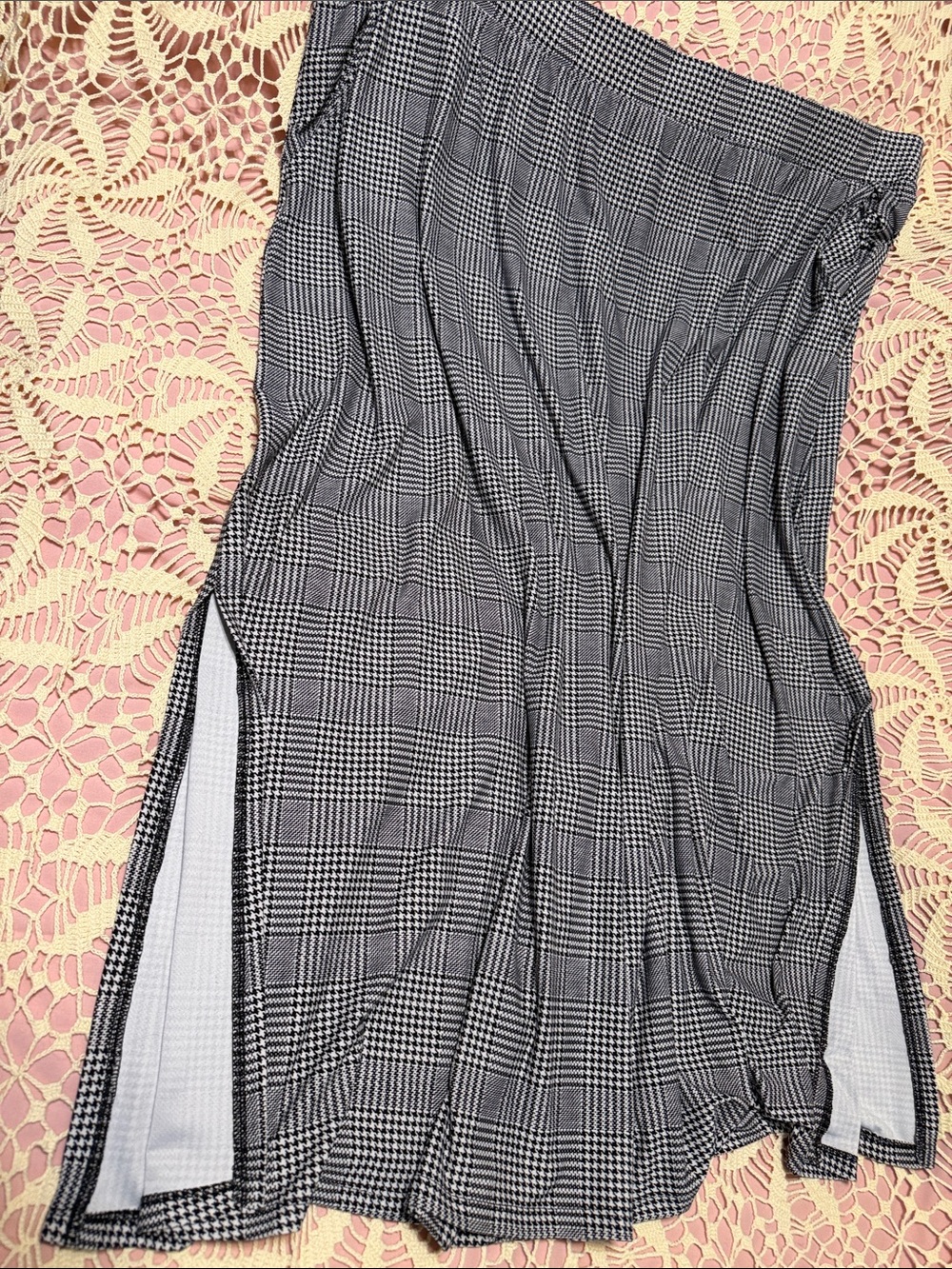 Black & White Glen Plaid Maxi Skirt